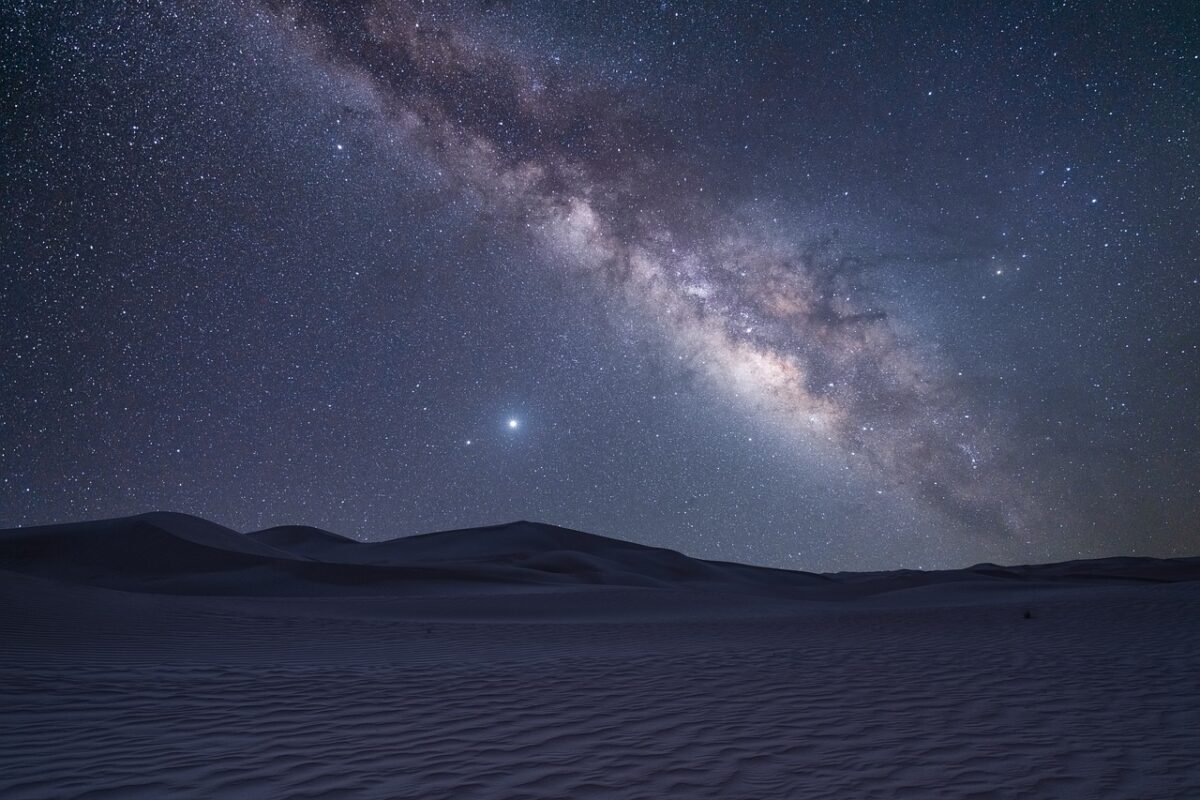 sky, stars, galaxy, milky way, night, mountain, nature, moon, space, desert, night sky, dunes