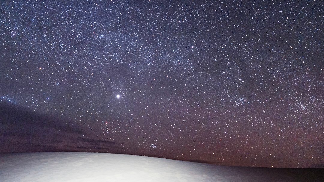 Astrophotography of the sky at Mesquite Flat Sand Dunes in Death Valley National Park 