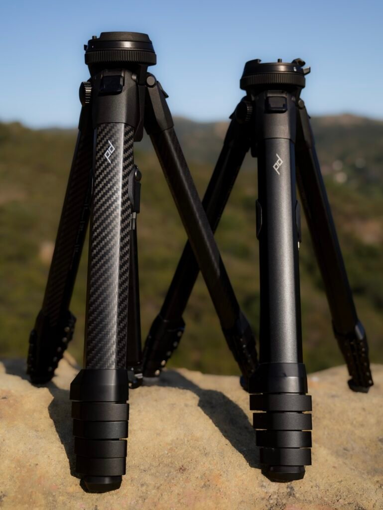 A photo by Eyes of Chelsea, a UGC creator based in Los Angeles of the Peak Design travel tripods in carbon fiber and aluminum