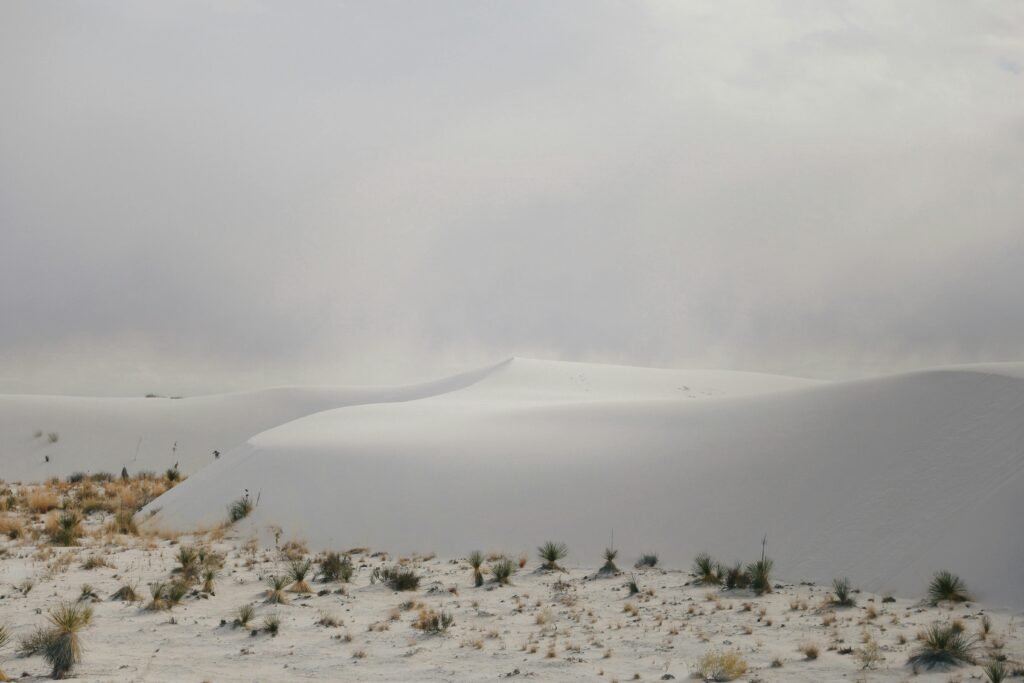 Majestic view of the white sand dunes at White Sands National Park, New Mexico, USA.
