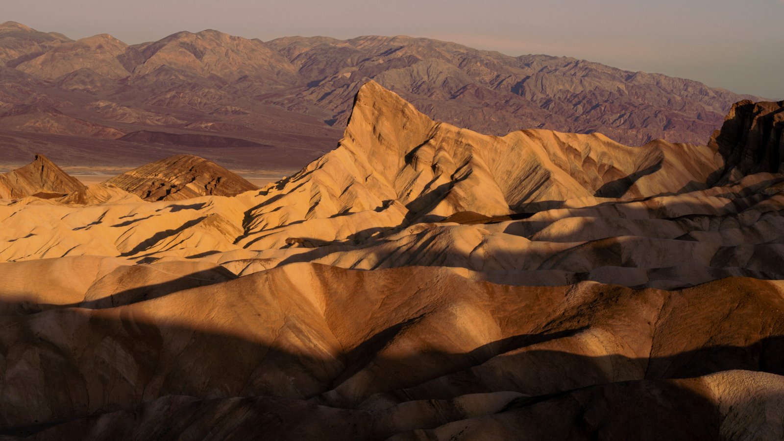 The sunrise at Zabriskie Point in Death Valley National Park