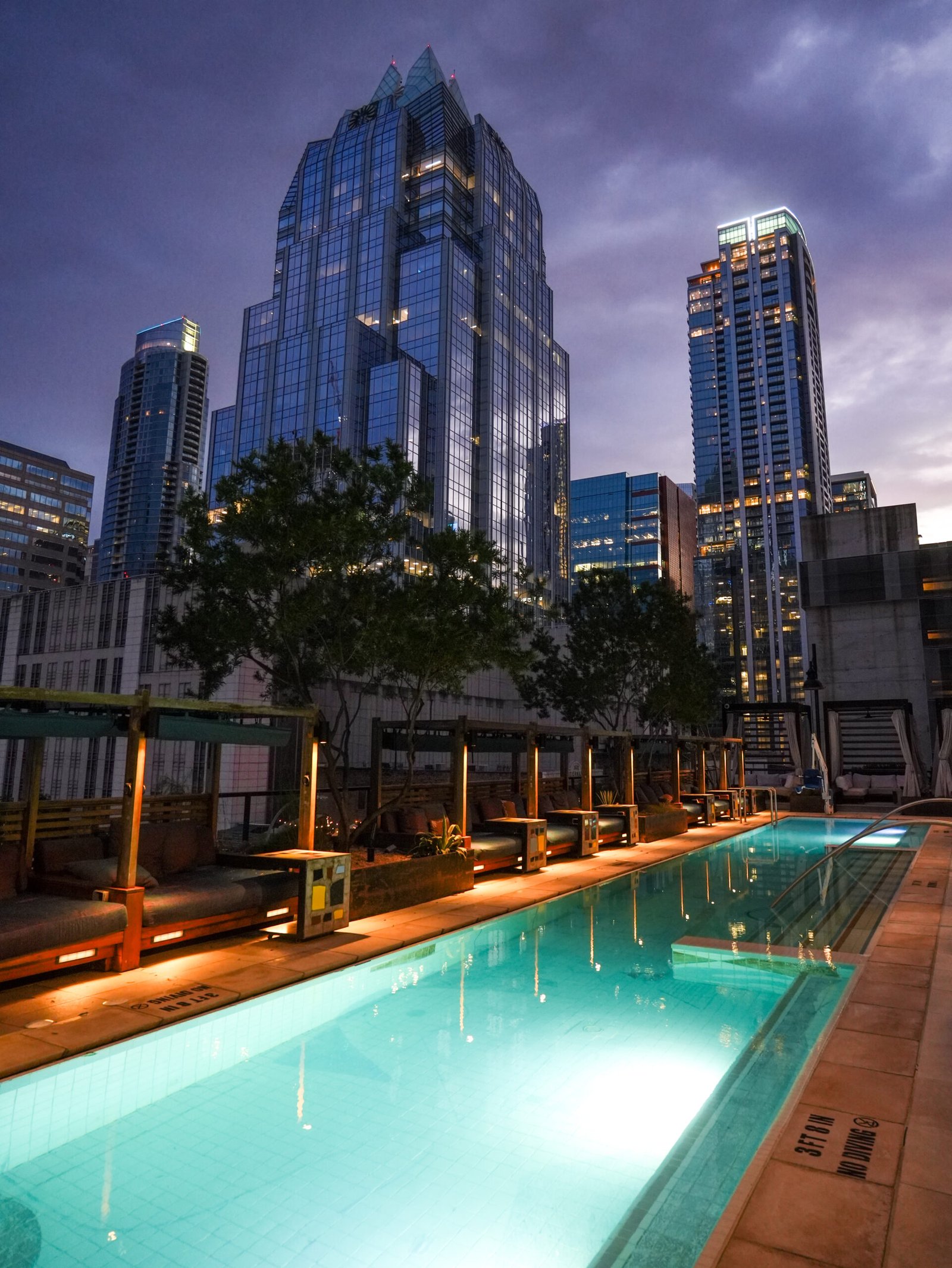 Professional hotel photography by Eyes of Chelsea of a hotel pool in Austin TX