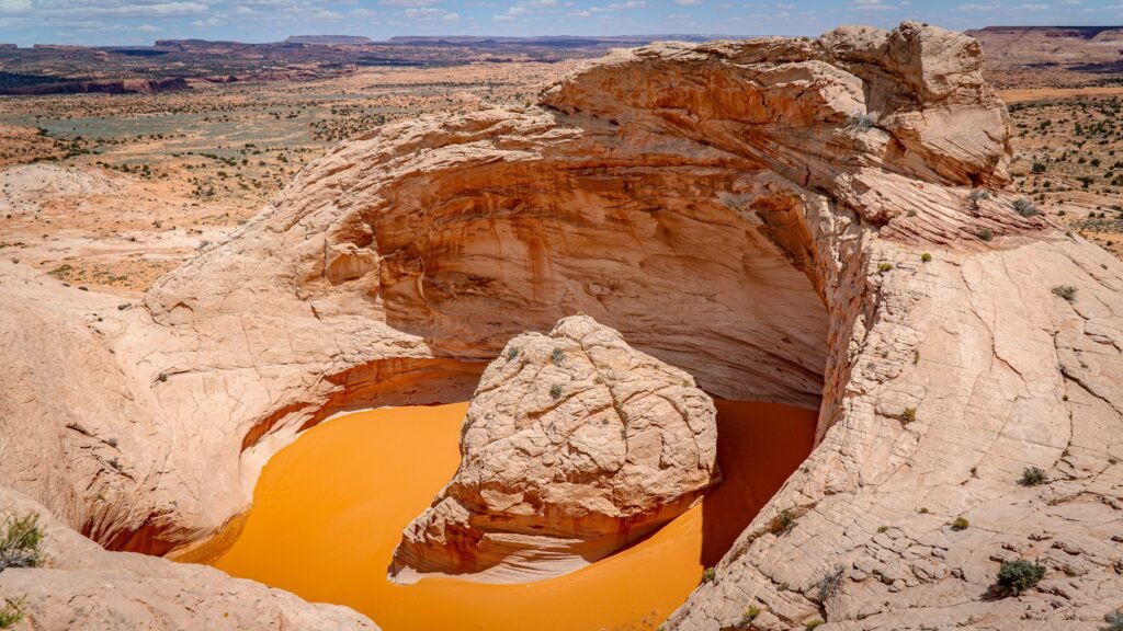 Escalante Utah Stunning aerial view of unique rock formation and pool in Escalante, Utah.