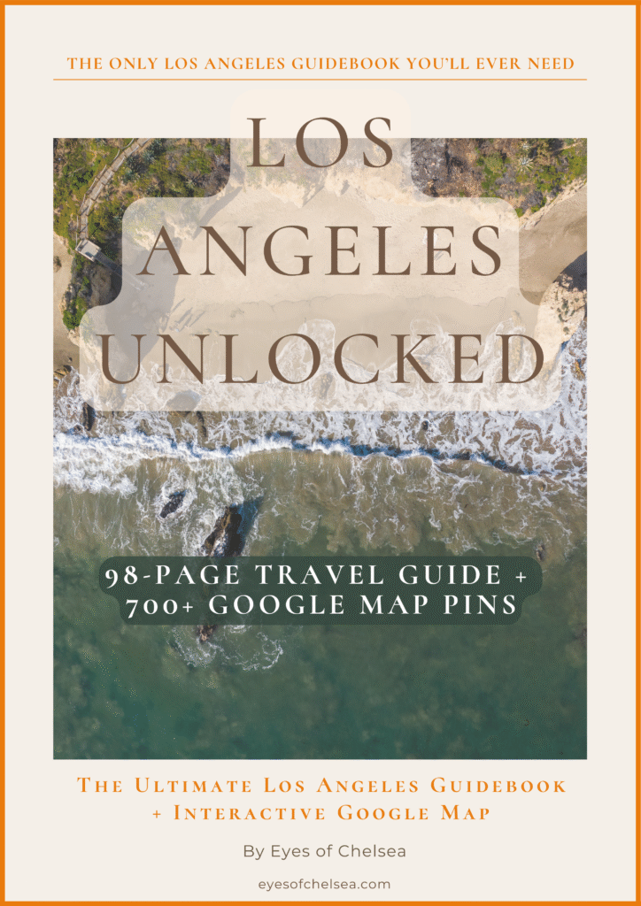 The cover photo for the ultimate guidebook to Los Angeles, plus a Goole Map with over 700 pins across the city.