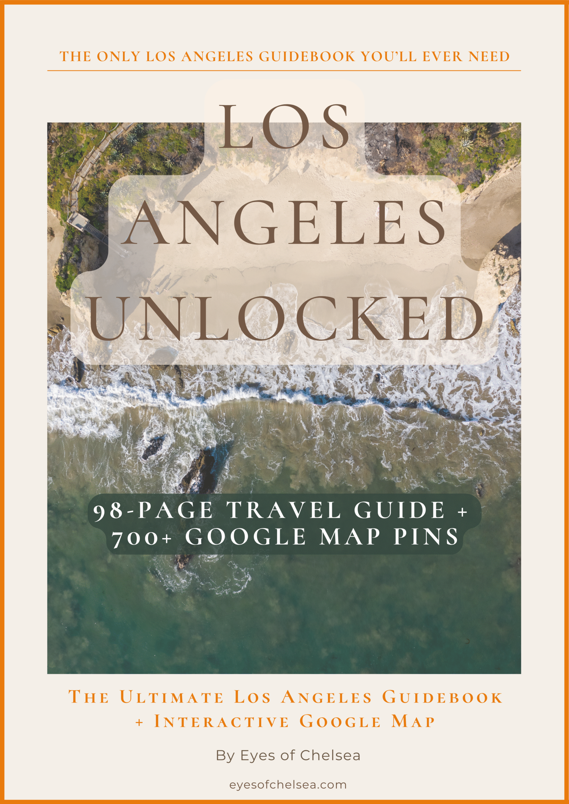 The cover photo for the ultimate guidebook to Los Angeles, plus a Goole Map with over 700 pins across the city.